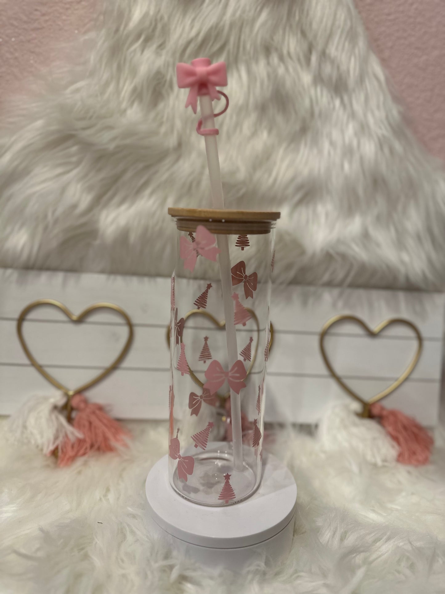 PINKMAS BOWS GLASS