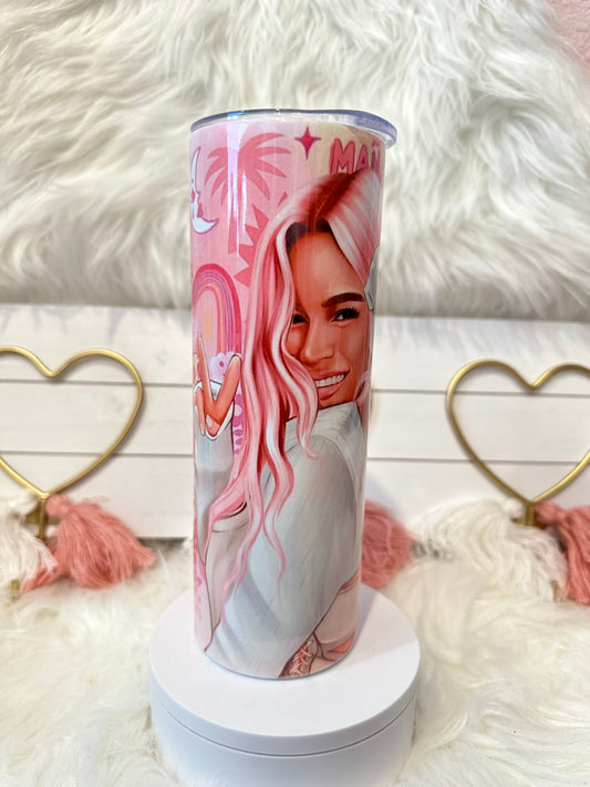 Pink Karol G tumbler