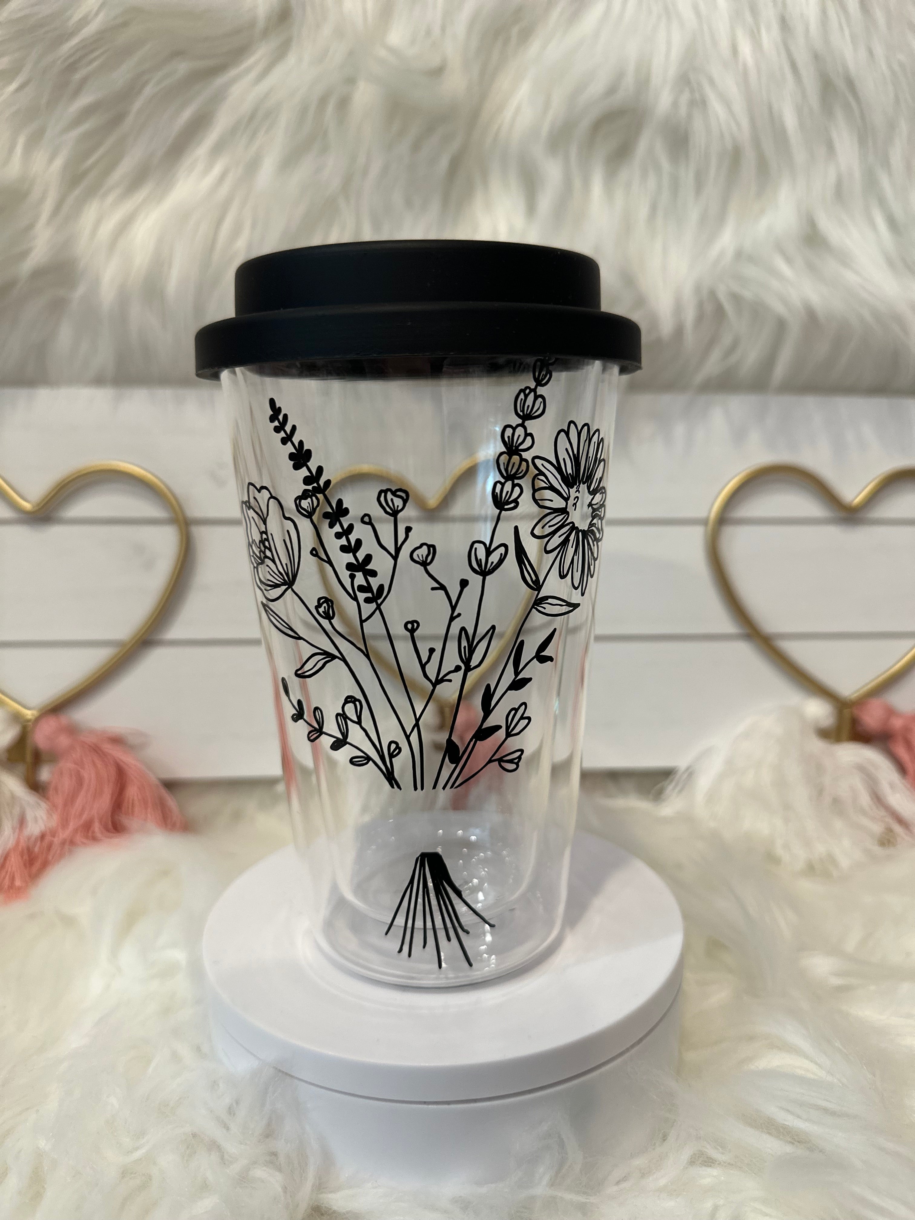 FLORAL GLASS COFFEE CUP
