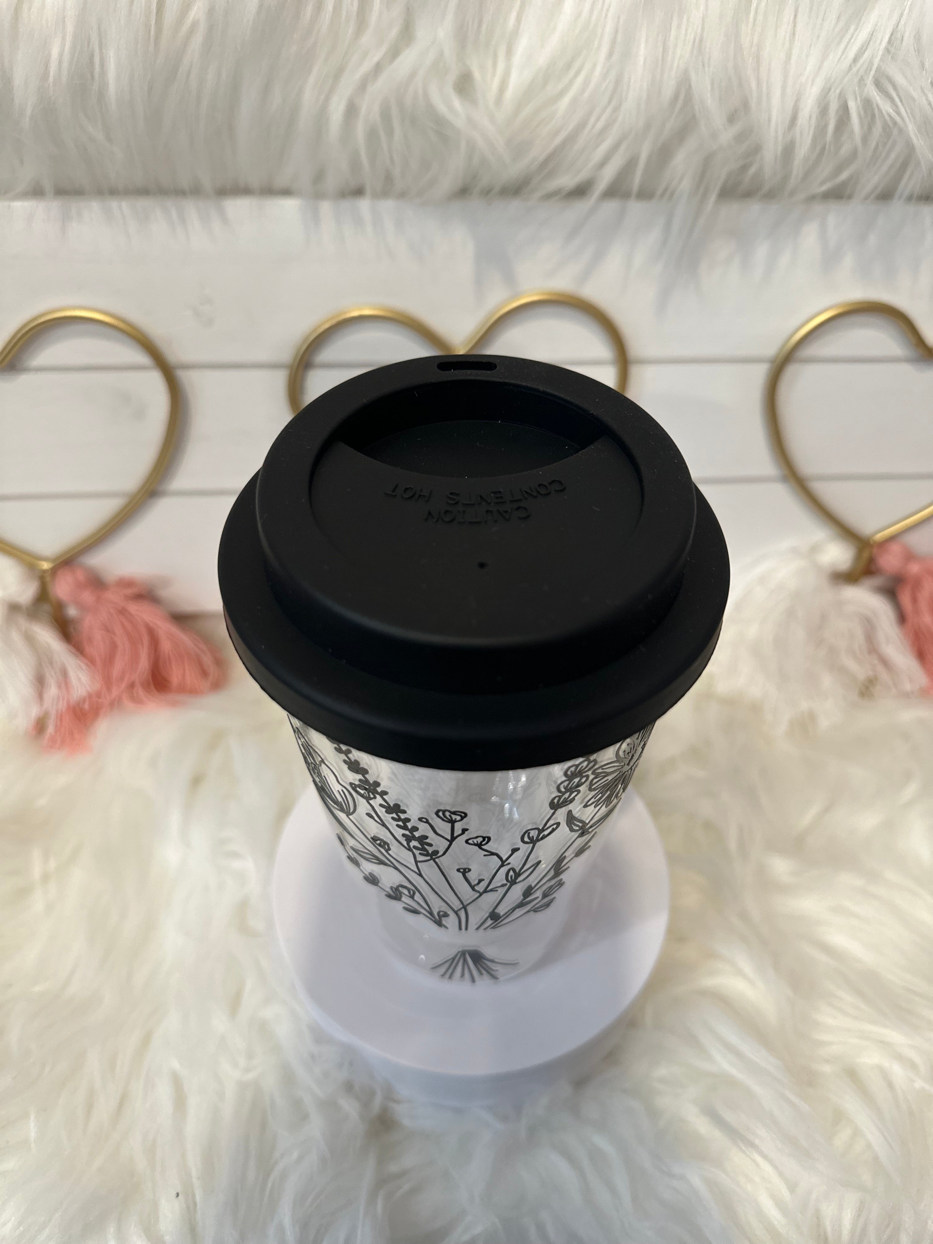 FLORAL GLASS COFFEE CUP