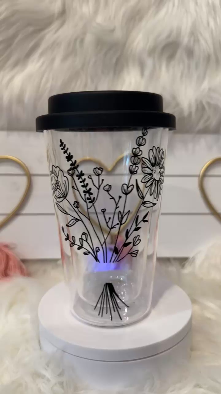 FLORAL GLASS COFFEE CUP